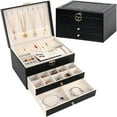 thumbnail image 2 of 3 Layer Jewelry Box, Jewelry Holder Organizer with Jewelry Organizer Drawer, Large Jewelry Boxes & Organizer with Velvet Earring Organizer, Lockable Jewelry Holder, Teacher Appreciation Gifts, 2 of 2
