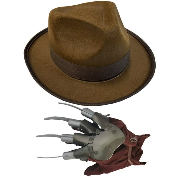 Nightmare Creep Fright Glove And Fedora Costume Accessory Set