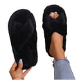 thumbnail image 5 of POROPL Slippers for Women,Plush Warm Fuzzy Cross Band House Shoes Indoor Slip On Bedroom Slippers, 5 of 9