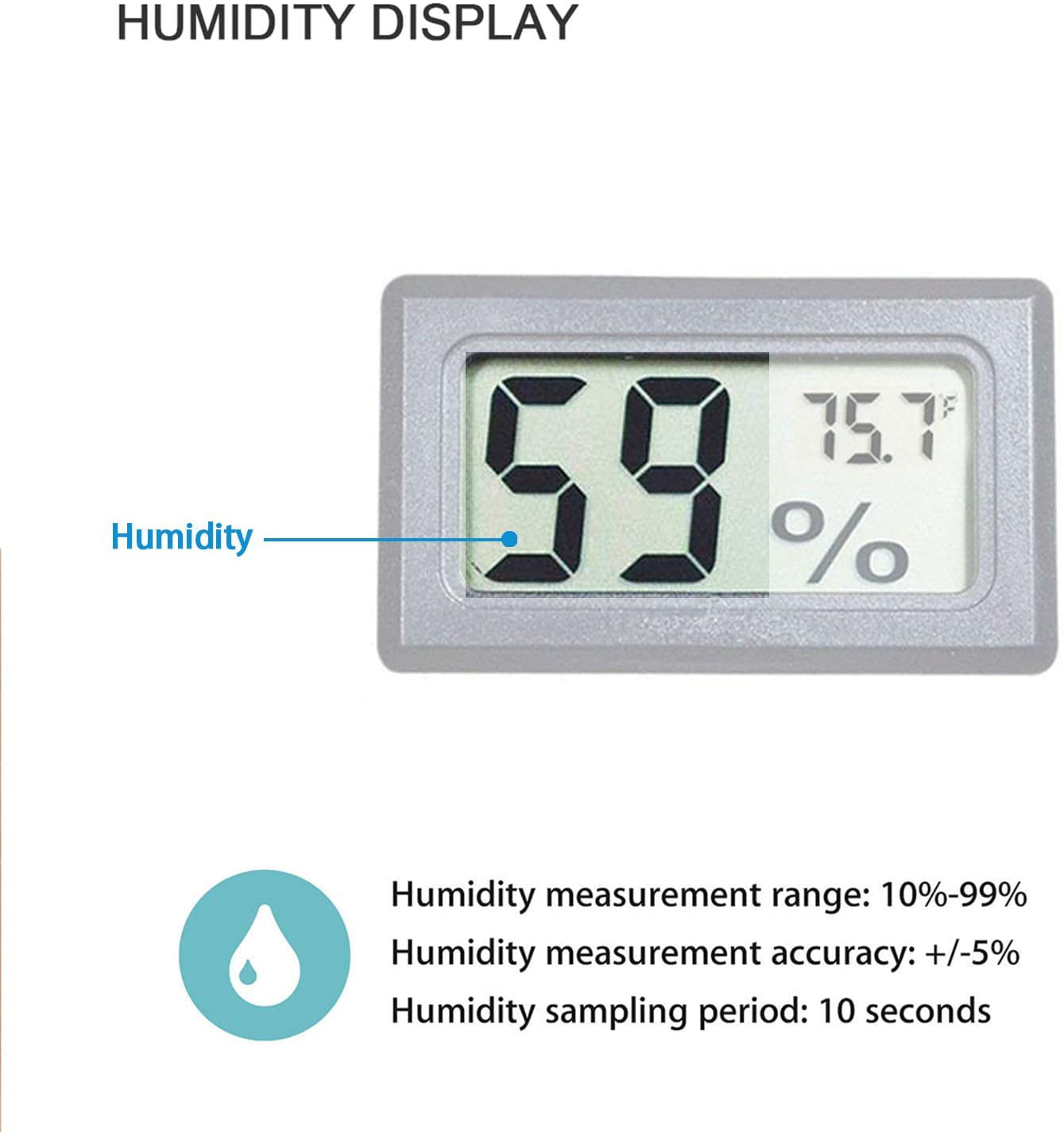 2Z 10-Pack Mini Digital Humidity Thermometer Hygrometer Temperature Meters  Gauge Indoor Lcd Display for Guitar Reptile Greenhouse Humidor Cigar Home  Room Black 