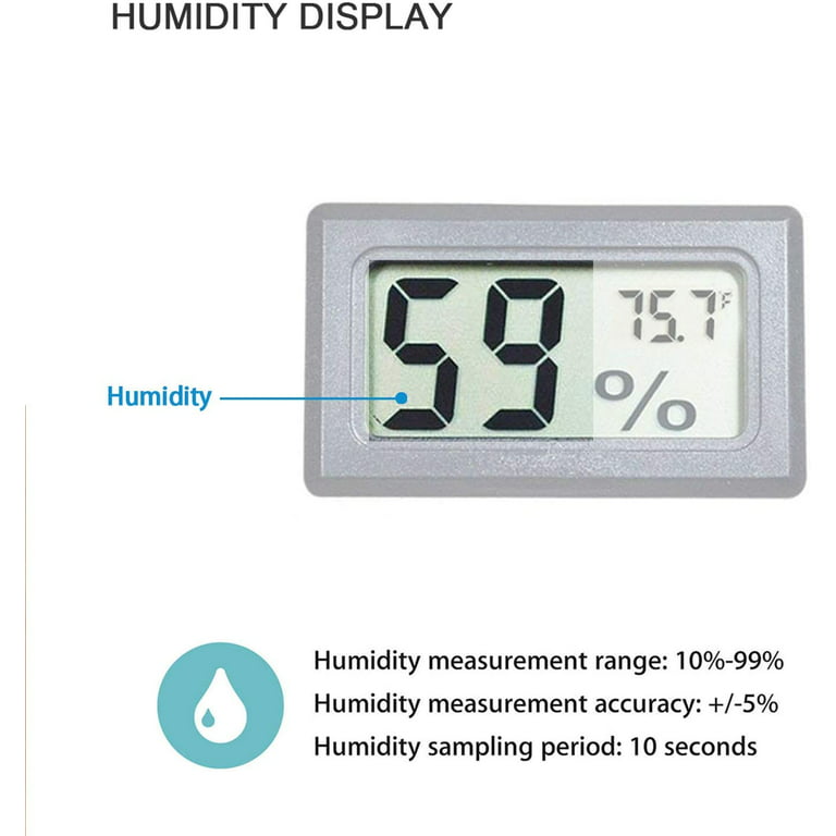 JEDEW 2-Pack Mini Hygrometer Thermometer Digital LCD Monitor Indoor/Outdoor  Humidity Meter Gauge Temperature for Humidifiers Dehumidifiers Greenhouse