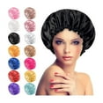 thumbnail image 2 of Satin Bonnet Sleeping Cap Double Layer Elasticated Trim Soft Night Hat for Woman, 2 of 6