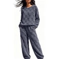 thumbnail image 2 of Vamor Flannel Pajama Sets for Women Two Piece Pjs Sets Fleece Long Sleeve Tops Thick Fuzzy Pants Loungewear Nightwear, 2 of 8