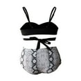 thumbnail image 5 of Female Two-Piece Bathing Suit  Spaghetti Strap Bikini Tops Leopard Print Bikini Panties Swimsuits Yellow L, 5 of 5