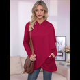 thumbnail image 4 of Sudadera Holgada con Capucha y Larga para Mujer, de Color Liso e Irregular Vino Tinto L, 4 of 8