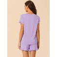 thumbnail image 3 of DARING DIVA Women's Lounge Pajamas Short Sleeve Tops and Shorts Set Purple 3XL, 3 of 6