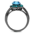 thumbnail image 3 of Luxe Jewelry Designs Women's Light Black IP Stainless Steel Engagement Ring with Sea Blue Crystals -, 3 of 4