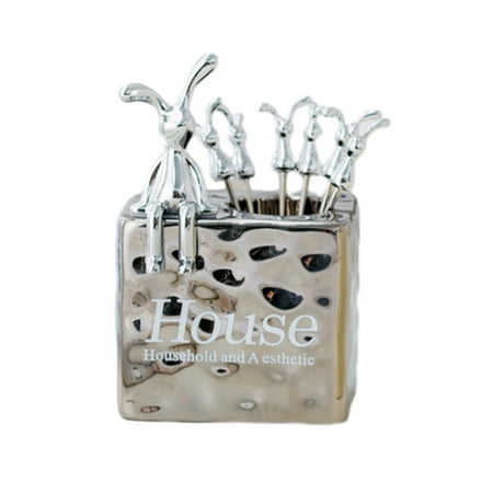 

HGYCPP Pack of 6 Rabbit Dessert Forks Stainless Steel Fruit Fork Set Rabbit Cake Fork