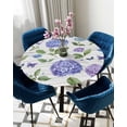 thumbnail image 5 of nqOlkjepod Purple Hydrangeas Round Tablecloth, Fitted Table Cover with Elastic for 36"-44" Round Tables, Botanical Flowers Rustic Wooden Table Cloth Outdoor Dinning Party Waterproof Tablecloths, 5 of 6