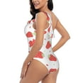 thumbnail image 4 of Picia Hand Drawn Strawberry Pattern Women's One Piece Swimsuits,One Shoulder Swimwear Asymmetric ,Ruffle Monokinis Bathing Suits,High Waisted Flattering Bathing Suits-Medium, 4 of 8
