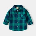 thumbnail image 2 of Otqutp Pocket Blouse for Toddler Boys Fall Spring Long Sleeve Plaid Shirt Lapel Button Down Tops Gentleman Tops Everyday School Wedding Flower Boys Outfits(Green-1,3-4 Years), 2 of 4