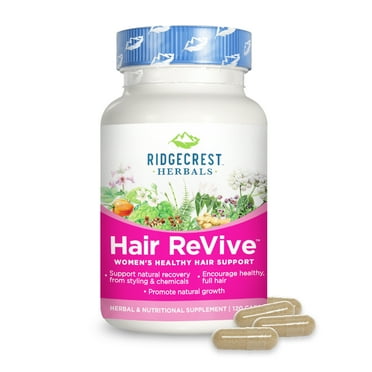 RidgeCrest Herbals Hair ReVive, Nutritional Hair Supplement with Vitamin C, Biotin, Zinc, and Copper, Hair Vitamins for Women to Support Healthy Hair, Skin, and Nails (120 Caps, 30 Serv)