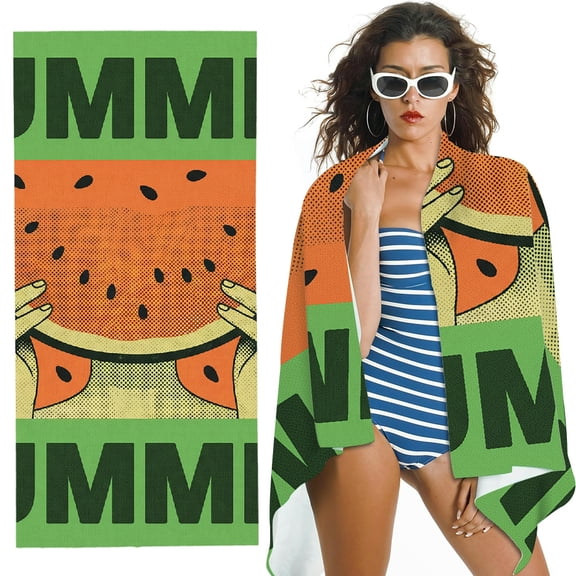 RKSupls Pop Art Summer Slice Oversized Microfiber Beach Towel, Ultra-Soft Microfiber Suitable for Bathroom, beach, Soft Super Absorbent- 30x60 in