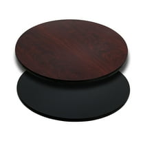 Emma   Oliver 30" Round Black/Mahogany Reversible Laminate Table Top