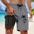 thumbnail image 2 of Mens Shorts Swim Trunks Compresssion Liner Inseam Board Shorts Bathing Suit With Pockets Running Shorts Grey XL, 2 of 4