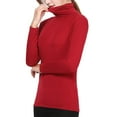 thumbnail image 4 of Rigardu plus size tops for women womens plus size tops Women's Casual Solid Long Sleeve Fitted Turtleneck Sweater Top Red + 3XL, 4 of 9