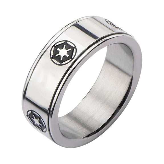 Disney Men's Stainless Steel Galactic Empire Symbol Spinner Ring, Sizes 8-12