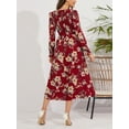 thumbnail image 6 of GXFC Women Wrap Midi Dress Vintage Long Sleeve Flower Print Flowy Dress, 6 of 8