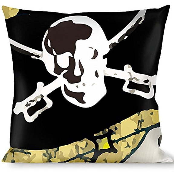Buckle-Down Throw Pillow - Dead Men Tell No Tales Tan