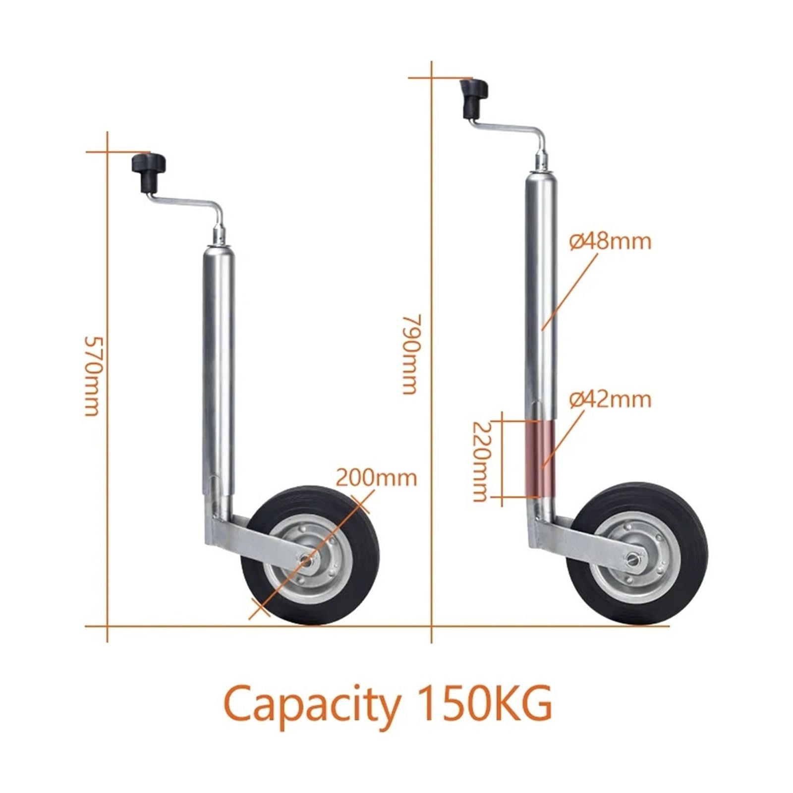 Trailer Jack Wheel RV Stand With Clamp 48MM Tube CAP 150KG Caravan Accessories Camper Parts ,Easy to Use