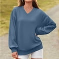 thumbnail image 2 of Busydd Women's Sweatshirts Fall Fashion V Neck Long Sleeve Shirts for Women Casual Loose Solid Color Sweatshirt for Women S, 2 of 5