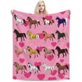 thumbnail image 4 of Horse Blanket Colorful Farm Horse Flannel Plush Throw Blanket Cozy Fluffy Horse Animal Fleece Bedding Stuff Decor Blanket Gifts for Lover Teens Girls Boys Kids Adults Women Bed Travel 50"x60", 4 of 6