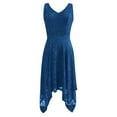 thumbnail image 4 of Summer Saving Wycnly Dresses for Women 2024 Party Prom Sexy Lace Empire Waist Irregular Swing Tank Knee-Length Dresses Solid Sleeveless V-Neck Midi Formal Dresses for Women Blue m, 4 of 5