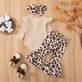 thumbnail image 2 of Baby Girls Long Sleeve Romper and Flared Trousers Clothing Sets Beige 3-6 Months, 2 of 10