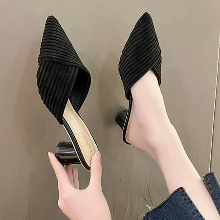 

SHZHRUKUNSHM Stylish and Comfortable Women‘s Pointed Toe Slip-On Chunky Heel Pumps for Daily Wear