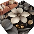 thumbnail image 2 of 6'x9' Area Rugs, Gold Black Flower Indoor Outdoor Area Rug for Living Room Bedroom, Blossoming Botanical Prints Leaf Washable Bathroom Rugs Kitchen Floor Carpet Mats Home Decor Aesthetic, 2 of 8