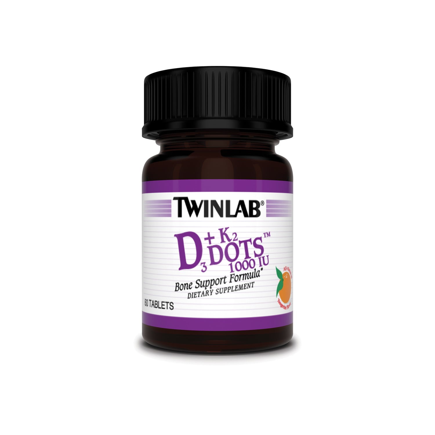 Twinlab D3 Dots plus K2 Tablets, Tangerine, 60 Ct