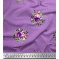 thumbnail image 1 of Soimoi Purple polyester Crepe Fabric Leaves,Artistic Floral & Check Decor Fabric Printed BTY 42 Inch Wide, 1 of 3