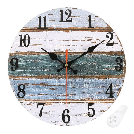 Uxcell 10 Wooden Arabic Numerals Vintage Wall Clock, Style E & Blue White