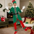 thumbnail image 5 of 5 Pack Christmas Adult Green Performance Santa's Helper Xmas Outfit Set, 5 of 6