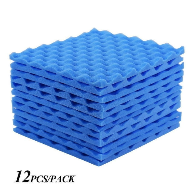Paneles de espuma acústica para estudio, aislamiento acústico, 30 x 30 cm (12 x 12 pulgadas), paquete de 12 unidades, color azul