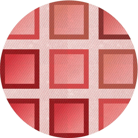 Ahgly Company Machine Washable Indoor Round Transitional Pastel Pink Area Rugs, 6' Round