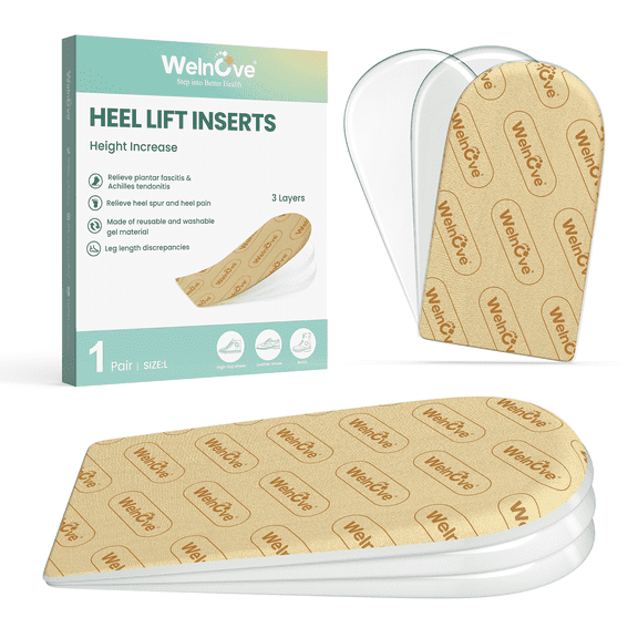 Welnove Women's heel lift insole - adjustable orthopedic shoe lift, suitable for uneven legs - gel heel pad for leg length difference calcaneal spur pain - heel wedge pad (size S, 3 layers)