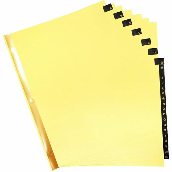 Business Source, BSN01181, A-Z Black Leather Tab Index Dividers, 25 / Set