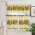 thumbnail image 2 of 3 Piece Kitchen Curtains and Valances Set Sunflower Cafe Curtains 24 Inch Length Country Botanical Yellow Green Floral Leaf Valance & Tier Curtain for Living Room Bedroom Window 54"x18"+27"x24"*2, 2 of 6