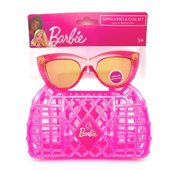 Barbie Girl's Fashion Sunglasses with Handled Cage Carrying Case