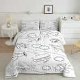 thumbnail image 2 of jejeloiu Aircraft Flying Full Size Comforter Sets,Cartoon Airplane Print Bedding Comforter Set,White Black Stripes Plaid Bedding Sets For Boys,Luxury Bedroom Decor,3-Piece, 2 of 8