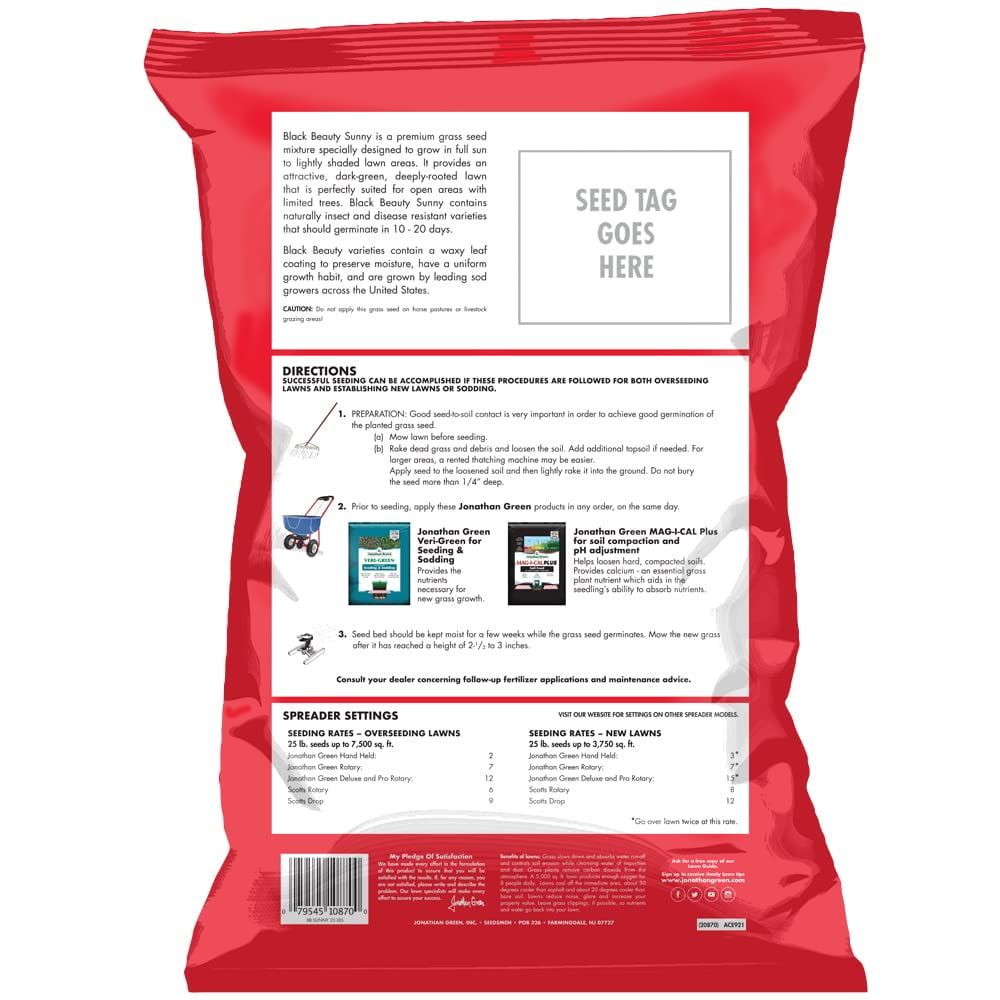Jonathan Green Black Beauty 25 Lb. 10,625 Sq. Ft. Coverage Full Sun Grass Seed