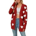 thumbnail image 5 of Cárdigan de moda para mujer, informal, cómodo, de manga larga, con cuello en V, estampado, con botones, blusa, cárdigan de poliéster para mujer, 5 of 5