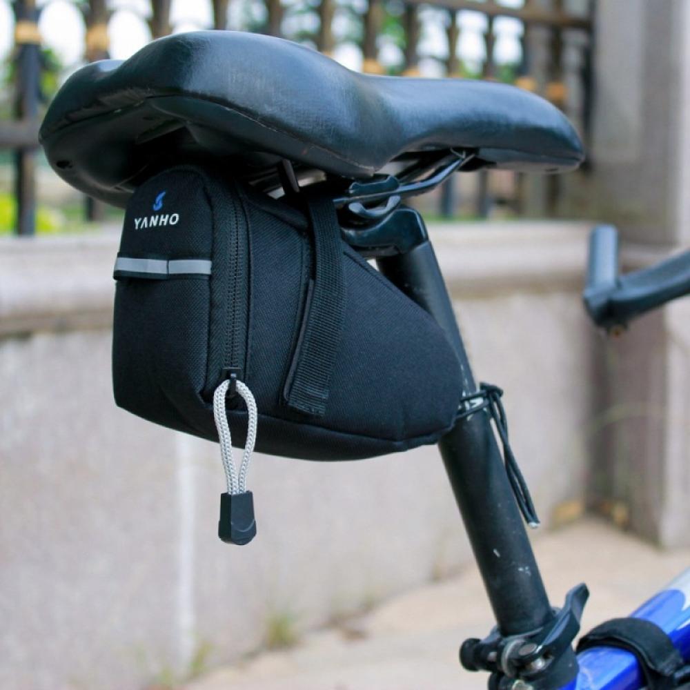 LOXDON LXD-C101 Under Seat Saddle Bag - Black, 1L, Water Resistant, Reflective (Rear Bike Pack)