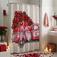 thumbnail image 3 of Valentine's Day Shower Curtain Pink Bow Tie Truck Rose Bathroom Curtains with Hooks, Waterproof Fabric Love Heart Stripe Bath Shower Curtains Set for Bathroom Bathtubs Valentines Decor 72x72 Inch, 3 of 9