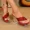 Red, variant on Women's Solid Color Platform Sandals, Slip On Causal Summer Transparent Slides, Non-slip Dance Show Wedge Slides LFD