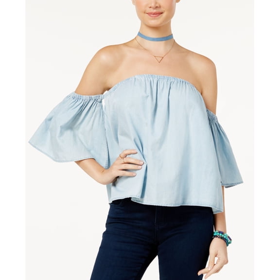 Love Fire Juniors Off The Shoulder Top Light Blue M