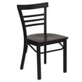 thumbnail image 1 of HERCULES Series Black Three-Slat Ladder Back Metal Restaurant Chair - Mahogany Wood Seat, 1 of 6