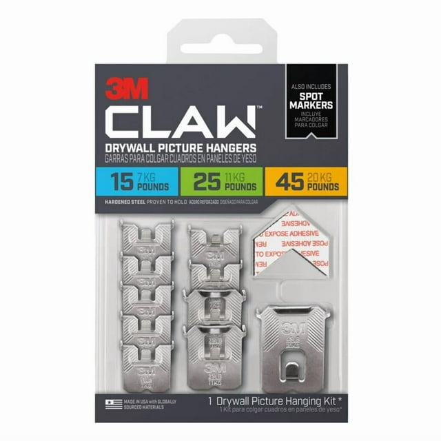 Juego para colgar cuadros CLAW Drywall, capacidad de 45 libras, 10 piezas