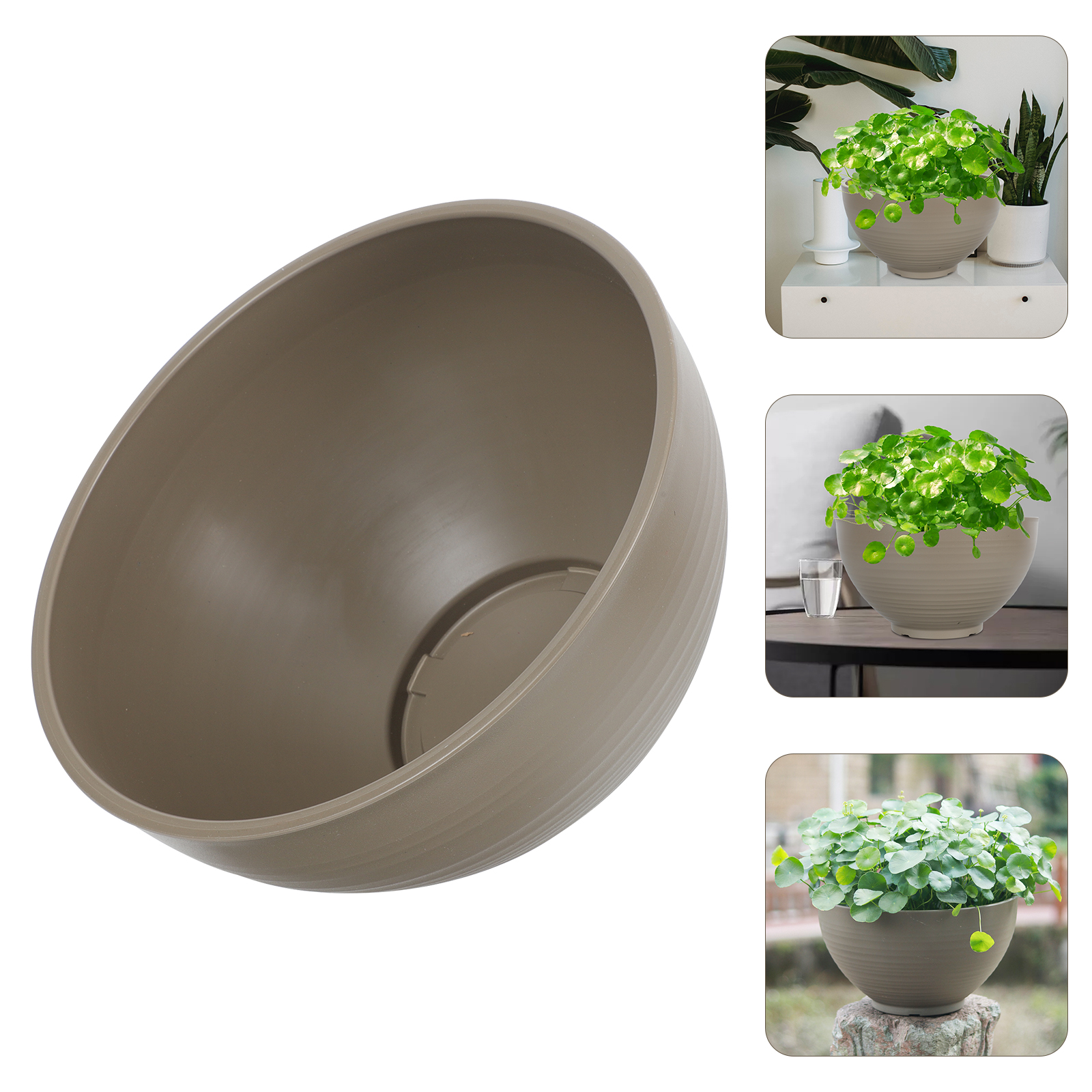 LOLIPPYY 1Pc Khaki Resin Planter Flower Pot with Fine Workmanship for Succulents and Decorative Use